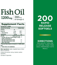 Thumbnail for Nature's Bounty Fish Oil 1200 Mg 360 Mg of Omega-3 Softgels