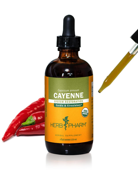 Herb Pharm Certified Organic Cayenne Liquid Extract for Cardiovascular and Circulatory Support - 4 Ounce, Brown