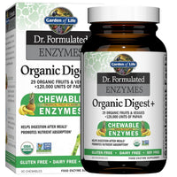 Thumbnail for Garden of Life Digestive Enzymes with Papain, Bromelain and Lipase for Nutrient Absorption and Digestion Support, Tropical Fruit Flavor, Dietary Supplement, Certified Vegan, 90 Chewables