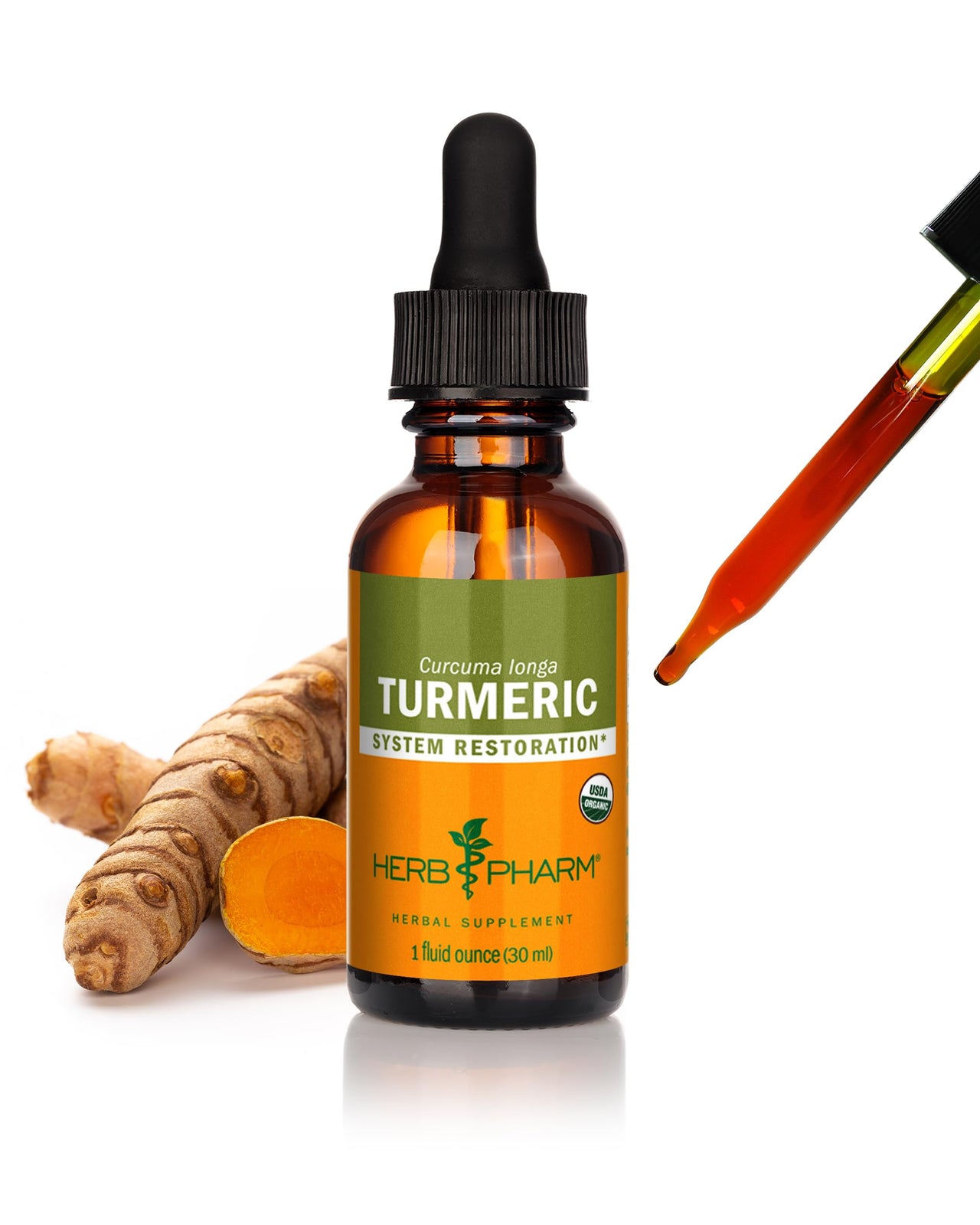 Herb Pharm Certified Organic Turmeric Root Extract for Musculoskeletal System Support - 1 Ounce (DTURM01)