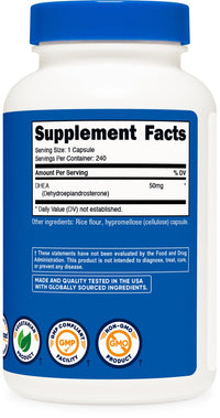 Thumbnail for Nutricost DHEA 50mg, 240 Capsules - Gluten Free, Soy Free, Non-GMO, Supplement