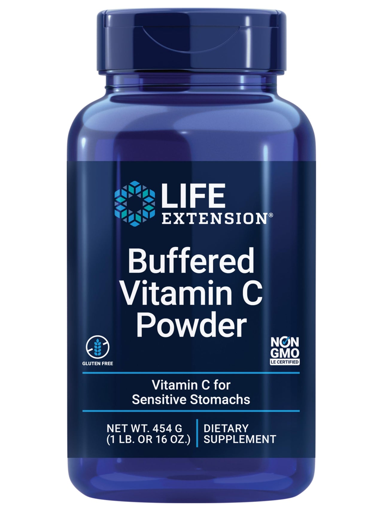 Life Extension Buffered Vitamin C Powder, buffering minerals, calcium, magnesium, potassium & zinc, for sensitive stomachs, gluten free, non-GMO, vegetarian, 454 grams, about 84 servings