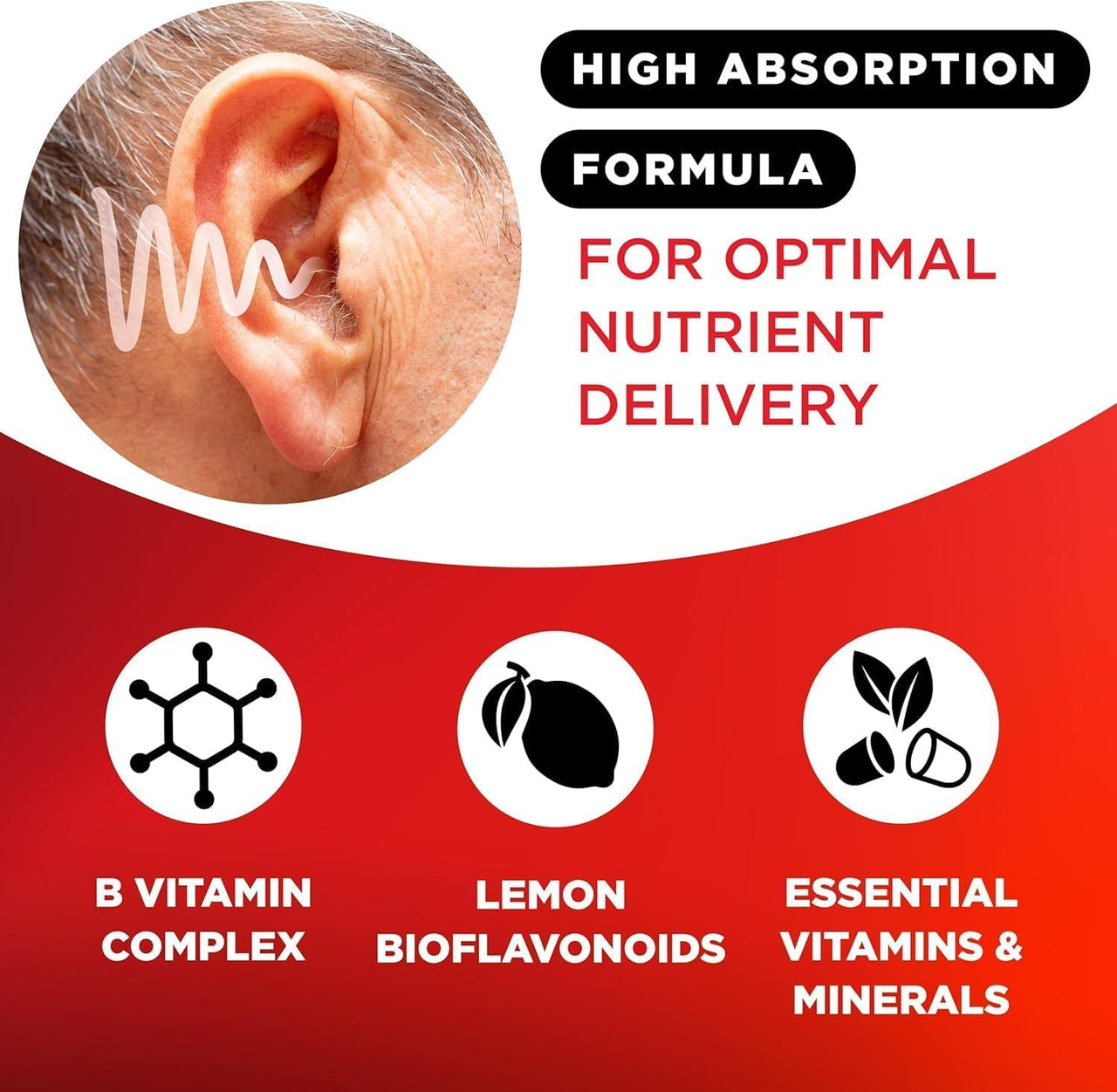 Lipo-Flavonoid Ear Ringing - Doctor-Recommended for Ringing Ears - Clinically Proven Lemon Bioflavonoid Complex with Vitamins C, B1, B2, B6, B12, & Calcium - 150 Caplets