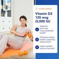 Thumbnail for Pure Encapsulations Vitamin D3 125 mcg (5,000 IU) - Supplement to Support Bone, Joint, Breast, Heart, Colon, and Immune Health* - with Vitamin D - 120 Capsules