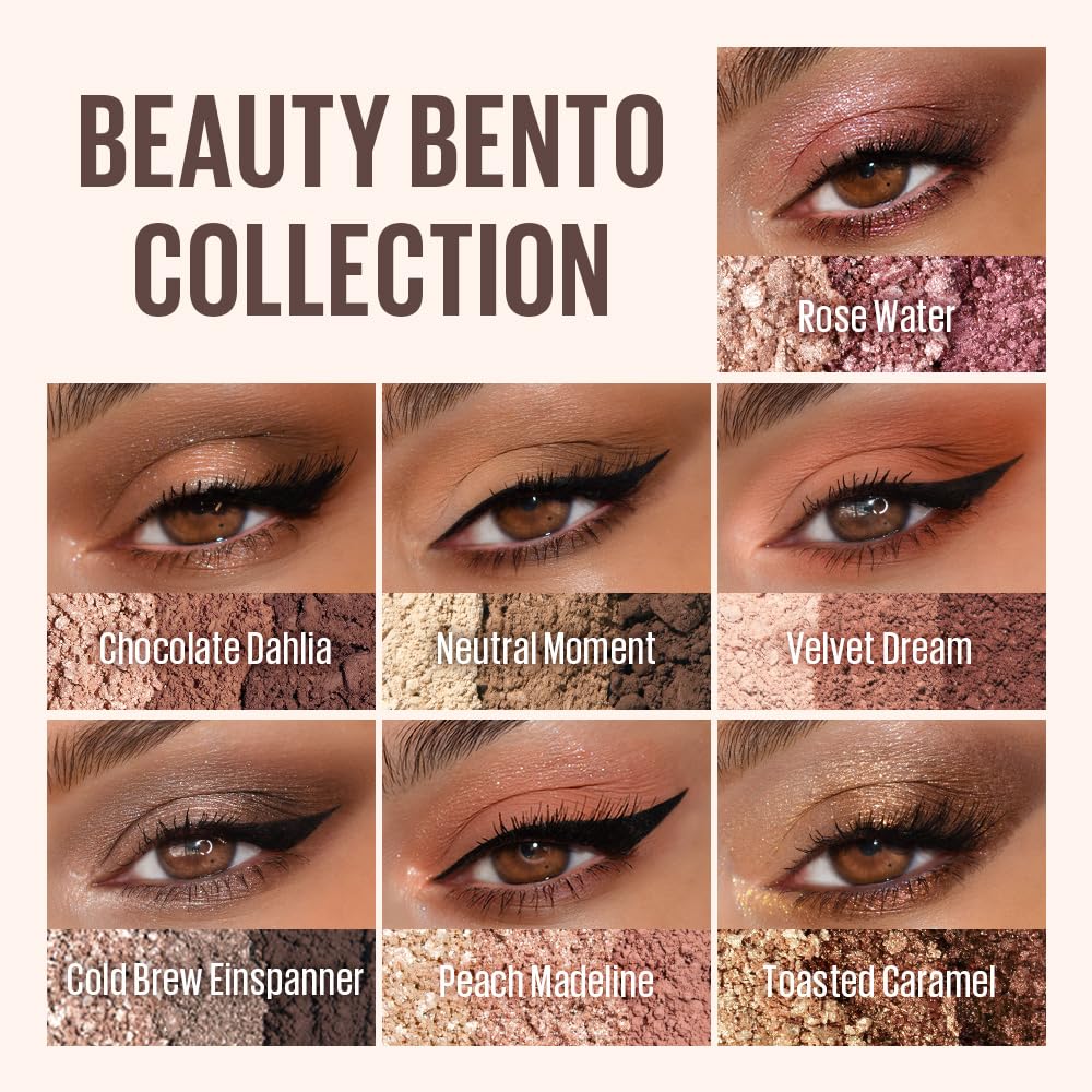 Kaja Beauty Bento Collection - Bouncy Eyeshadow Trio | Neutral Earthy Tones, Travel Size, 14 Neutral Moment, 2019 Allure Best of Beauty Award, 0.03 Oz