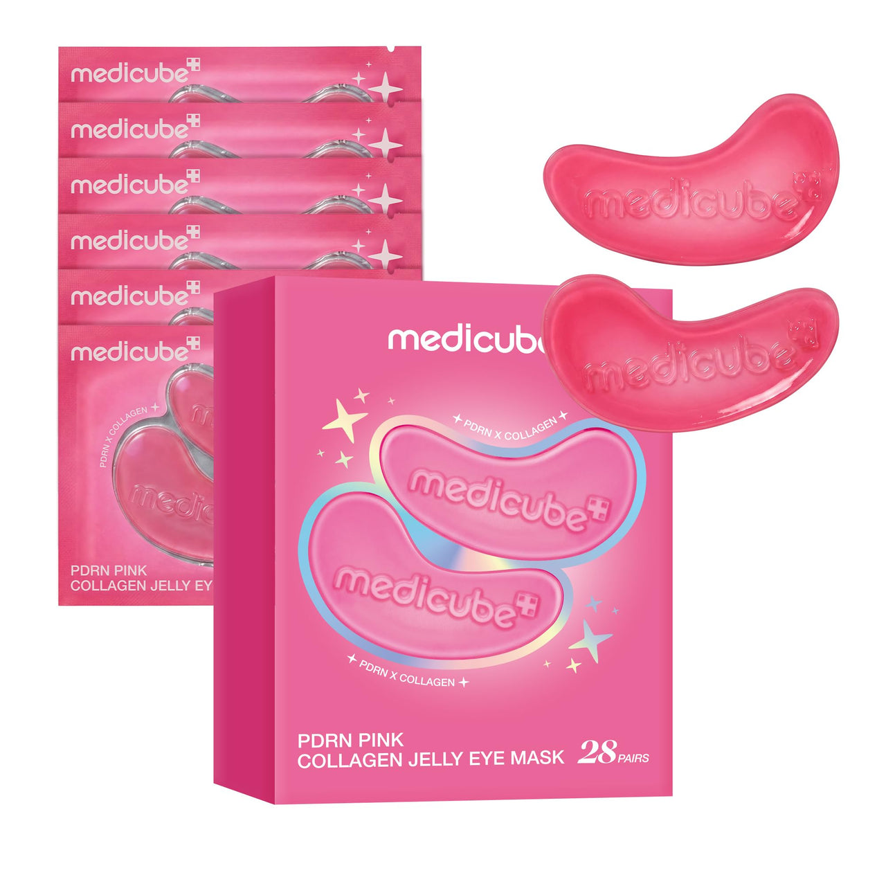 medicube Jelly Eye Mask PDRN Pink Collagen | Hydrogel Eye Patches with PDRN, Collagen, NAD | Refreshing for Puffy, Tired Eyes | Firming for Look of Wrinkles, Fine Lines | Korean Skincare (28 Pairs)