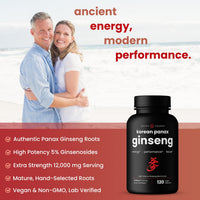Thumbnail for NutraChamps Korean Red Panax Ginseng Capsules | Extra Strength Ginsenosides for Energy, Focus, Performance, Vitality & Immune Support | Korean Ginseng Root Extract (120, Red)
