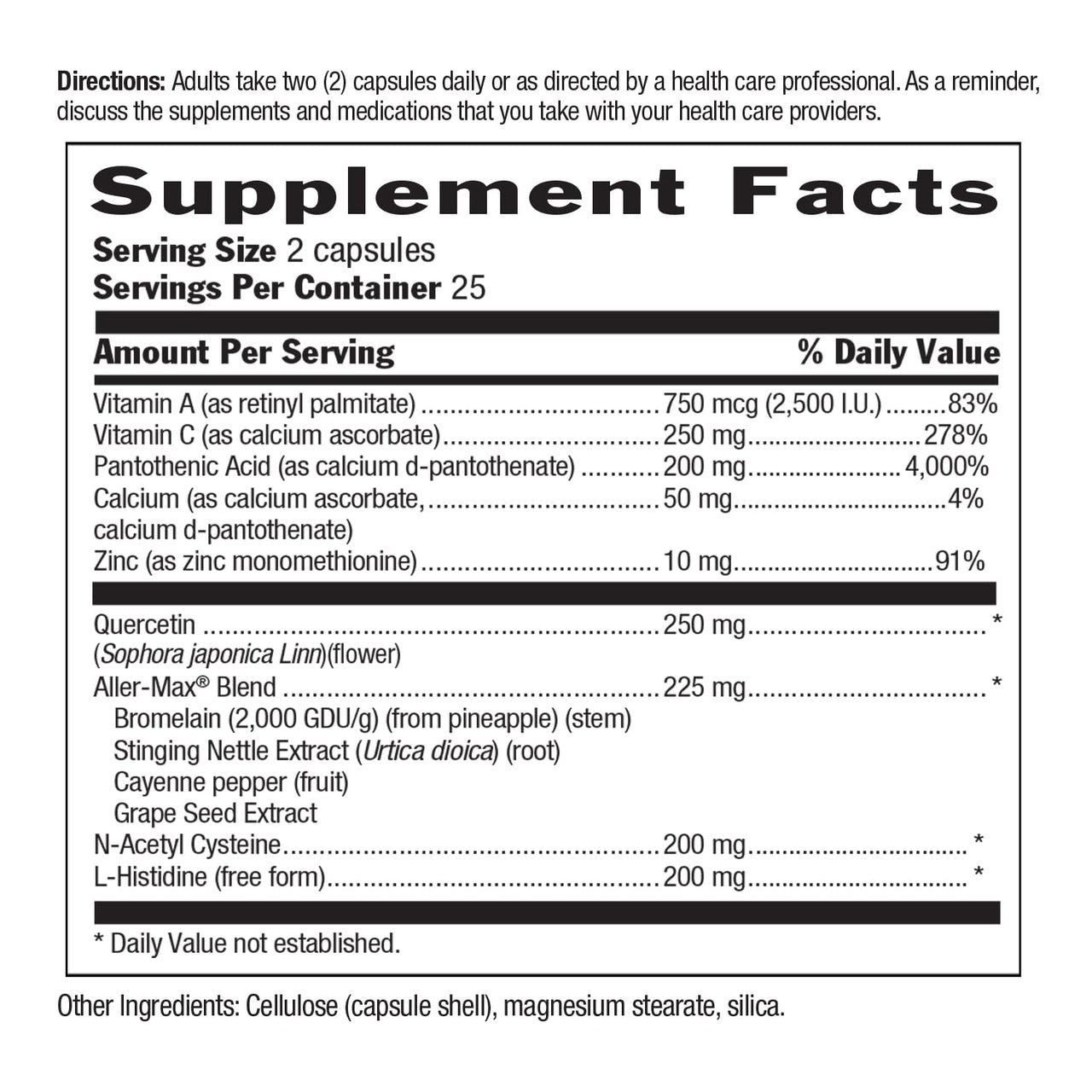 Country Life Aller-Max - Quercetin Supplements with Bromelain - Immune Support with Vitamin C, Zinc, and Botanical Blend - Certified Gluten-Free, Vegan (50 Count (Pack of 1))