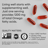 Thumbnail for Sports Research® Vegan Omega 3-6-7-9 - 1200 mg of Multi-Spectrum Omega Fatty Acids Certified Non-GMO Formula with Sea Buckthorn & Borage Oil - 90 Veggie Softgels