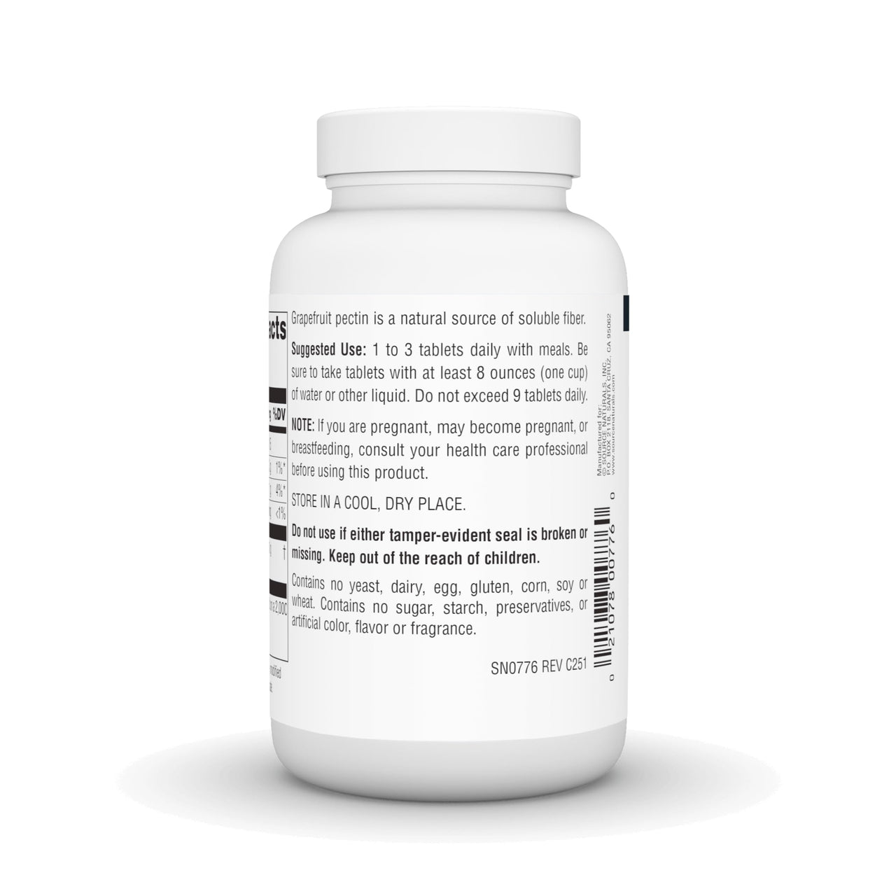 Source Naturals Grapefruit Pectin, Soluble Fiber - 1000 mg Dietary Supplement - 120 Tablets
