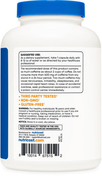 Thumbnail for Nutricost Caffeine Pills, 200mg Per Serving (500 Caps)