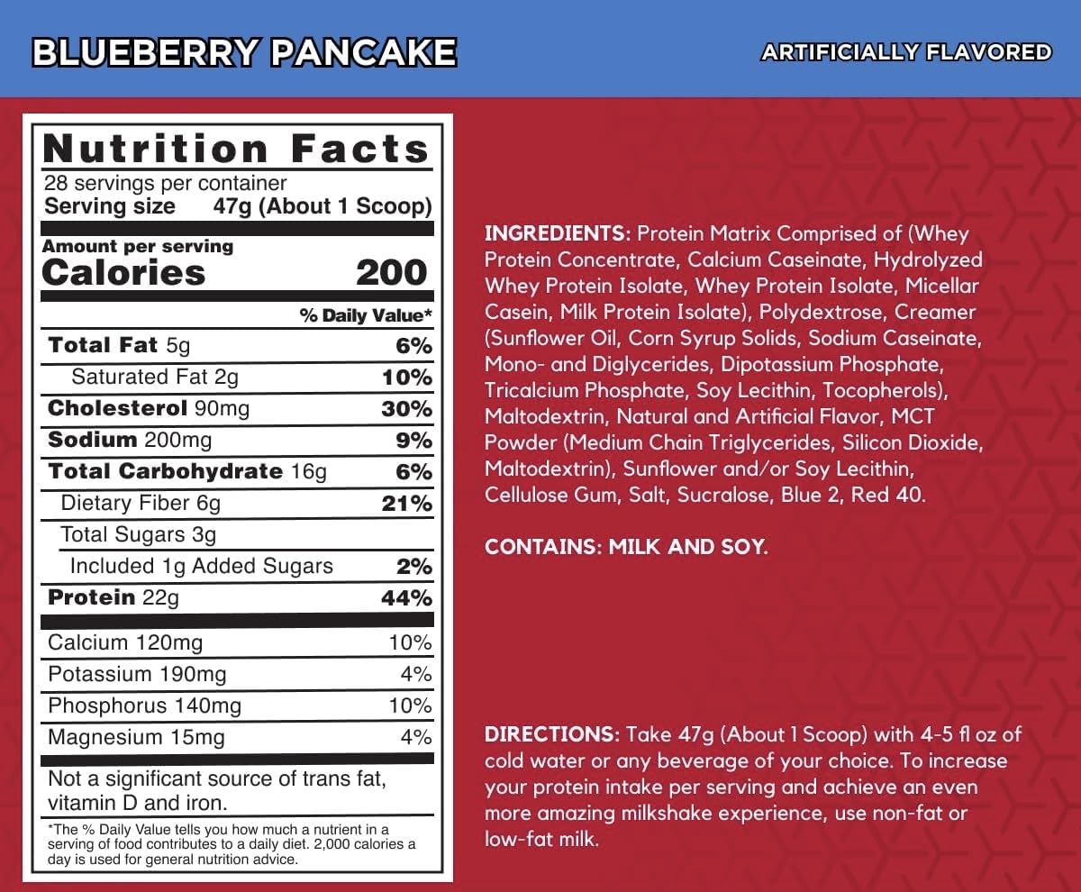 BSN Syntha-6®, Protein Powder Drink Mix, Blueberry Pancake, 2.91 lb (1.32 kg)