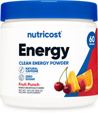 Thumbnail for Nutricost Energy Complex (Fruit Punch) (60 Servings) - Clean Energy Powder, 300g Dietary Supplement