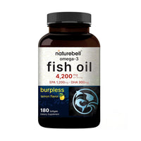 Thumbnail for NatureBell Omega-3 Fish Oil - 180 Softgels - Support for Joint, Brain & Heart Health* - with EPA & DHA - No Burps or Fishy Aftertaste - Non-GMO & Mercury-Free Formula - Lemon Flavor