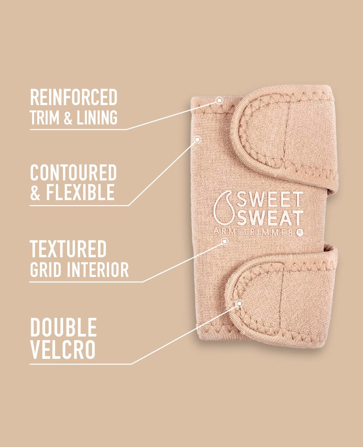 Sports Research Sweet Sweat Arm Trimmers - Premium Sweat-Enhancing Fitness Arm Wrap - Neoprene · Adjustable Sizing · for Women & Men