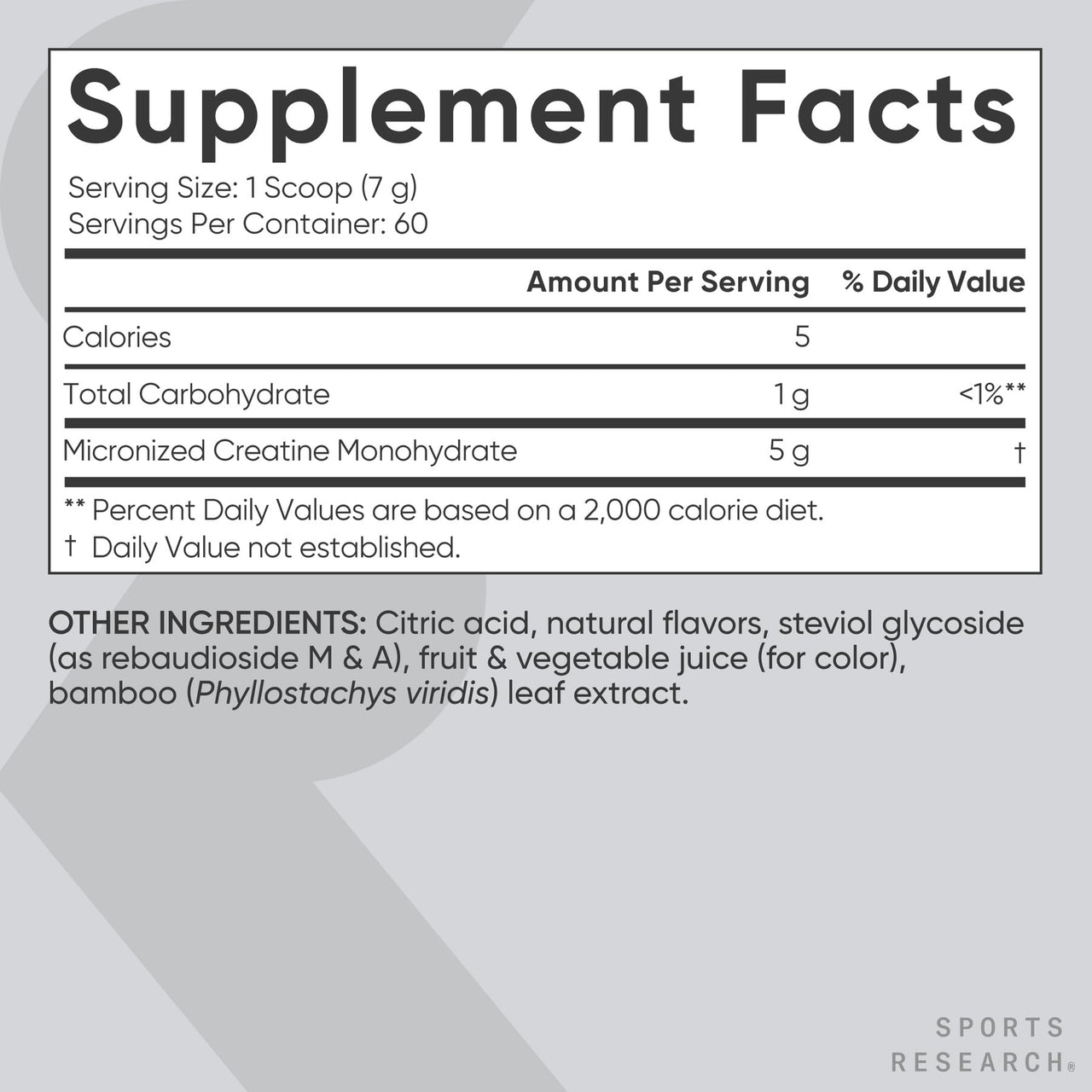 Sports Research® Creatine Monohydrate - Gain Lean Muscle, Improve Performance and Strength and Support Workout Recovery* - 5 g Micronized Creatine, Fruit Punch Flavor - 25 Servings