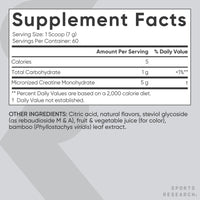 Thumbnail for Sports Research® Creatine Monohydrate - Gain Lean Muscle, Improve Performance and Strength and Support Workout Recovery* - 5 g Micronized Creatine, Fruit Punch Flavor - 25 Servings