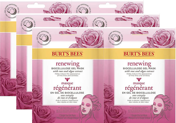 Burt's Bees Renewing Biocellulose Gel Face Mask, 6 Count, Value Pack