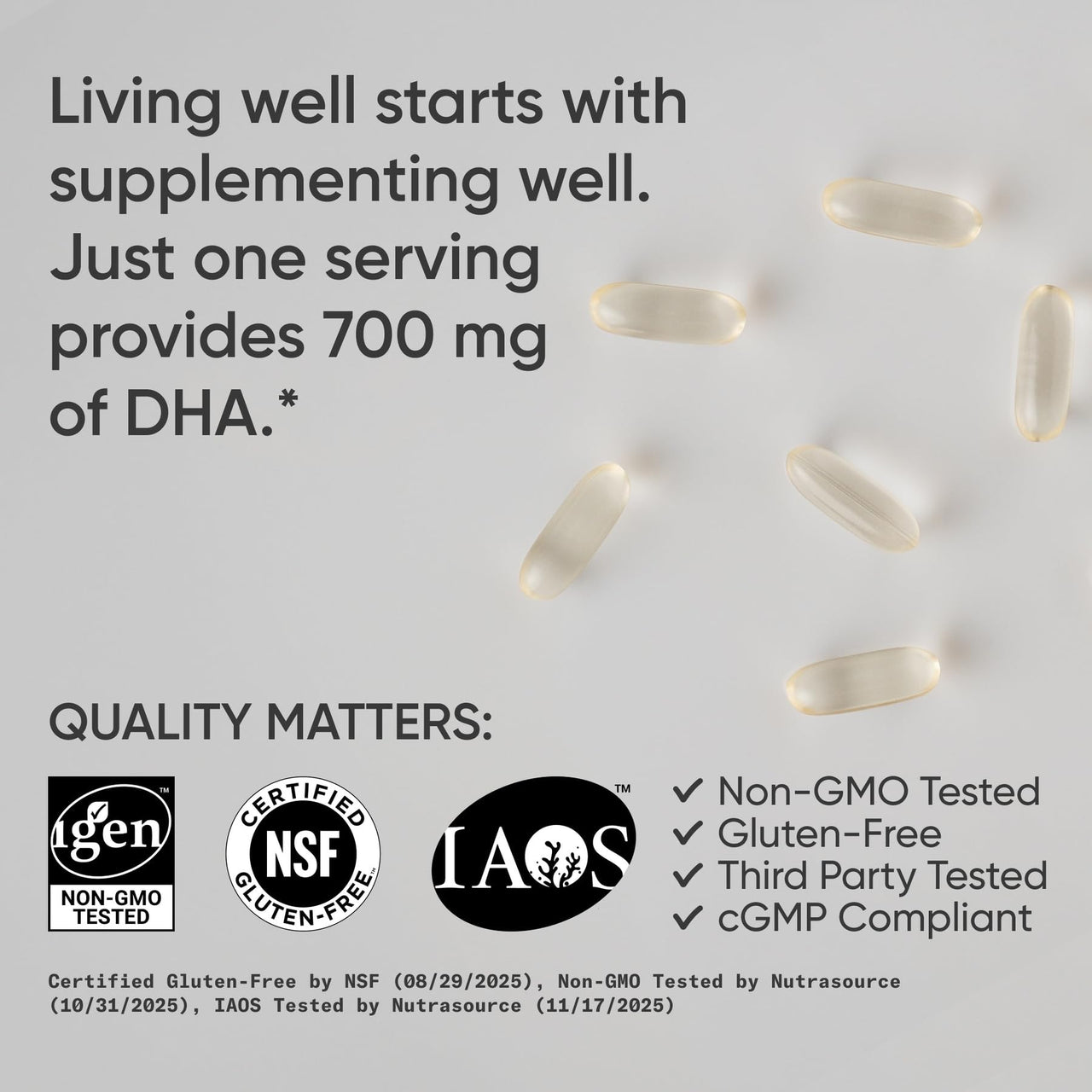 Sports Research® Vegan DHA 700mg - Cognitive Support, Brain Support, Supplement with Omega-3 DHA from Algae Oil - Vegan Certified · Non-GMO · Gluten Free - 90 Count Softgels
