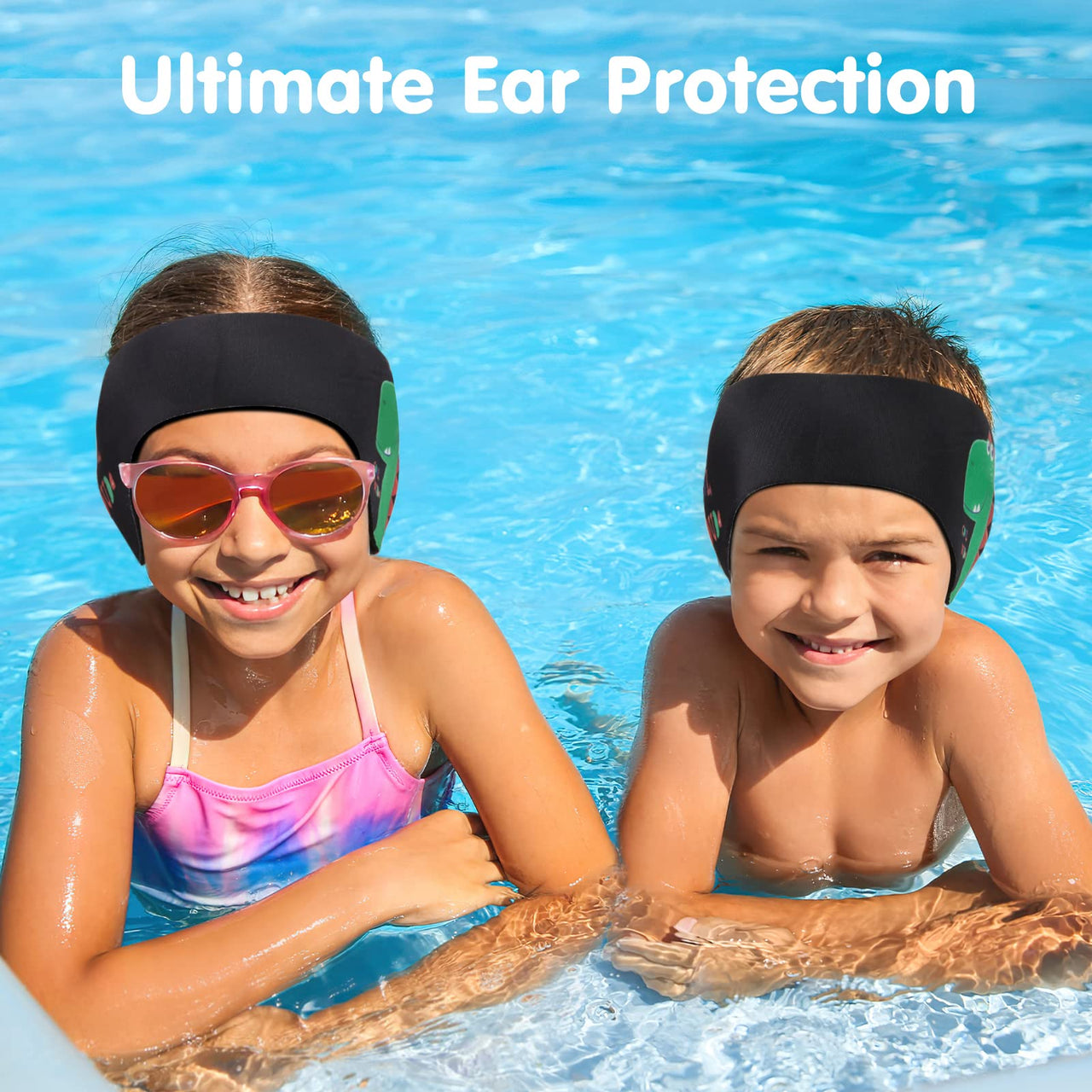 HeySplash Swimming Headband, Swimming Earplugs Kids Ear Plugs Ear Band Swimmer Ear Protection, Elastic Neoprene Ear Guard, Hair Guard for Kids, Adults, Keep Water Out, Hold Earplugs in, Medium,Black