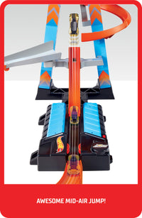Thumbnail for Hot Wheels Sky Crash Tower Track Set, 2.5+ ft / 83 cm High with Motorized Booster, Orange Track & 1 Hot Wheels Vehicle, Race Multiple Cars, Gift for Kids 5 to 10 Years Old & Up