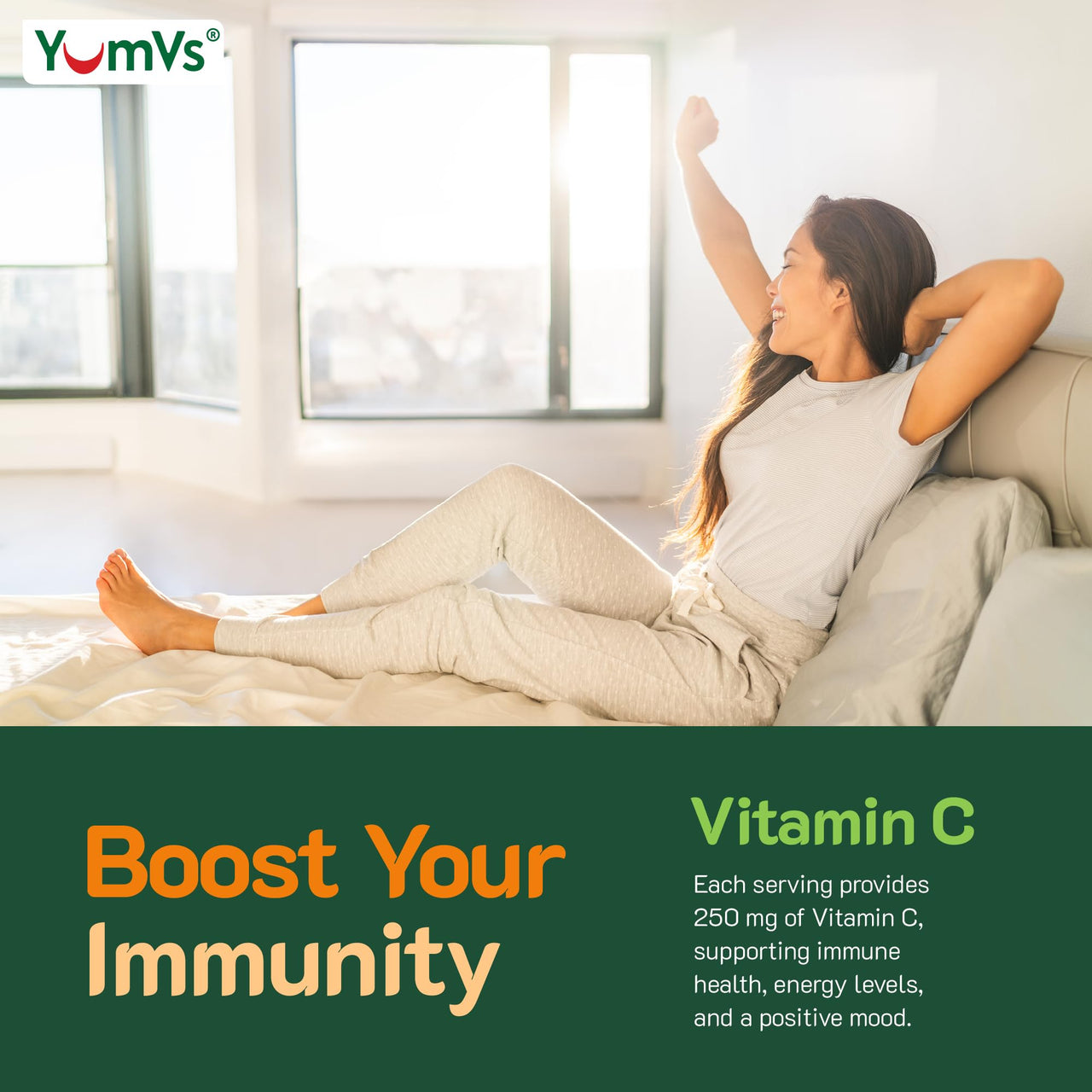 YUM-V'S Vitamin C Gummies for Adults - 250 mg Yummy Vitamin C Gummy - VIT C Gummies - Immune Support Supplement -Orange Flavored Kosher, Halal, Gluten Free (100 Count)