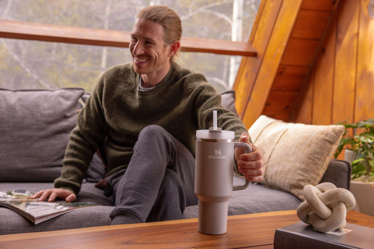 Stanley Quencher H2.0 Tumbler with Handle and Straw 40 oz | Flowstate 3-Position Lid | Cup Holder Compatible for Travel | Insulated Stainless Steel Cup | BPA-Free | Stone