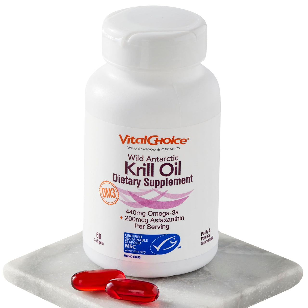 Vital Choice MSC Wild Antarctic Krill Oil Dietary Supplement, 60 Softgels