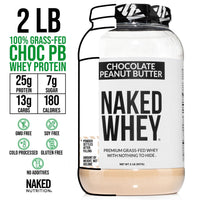 Thumbnail for NAKED Whey Chocolate Peanut Butter Protein Powder (21 Servings) + PB Powdered Peanut Butter 2LB (76 Servings) – Grass-Fed; Bulk; Non-GMO; Gluten Free; Soy Free; Vegan