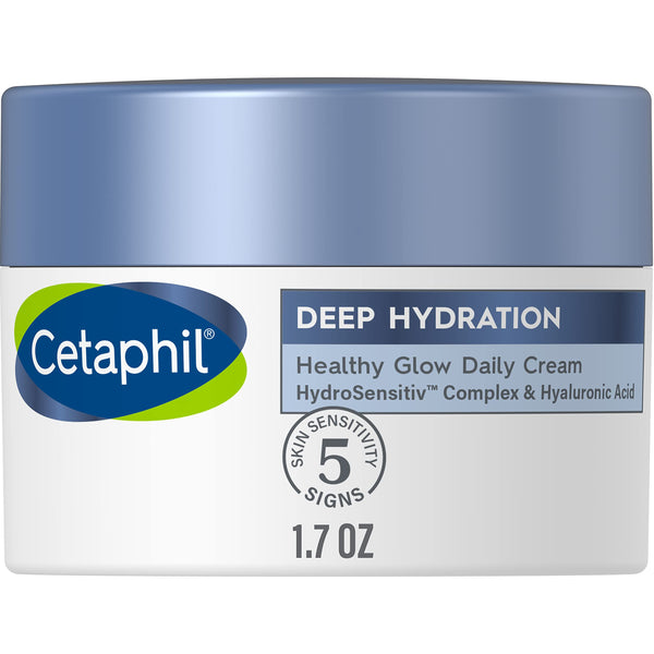 Cetaphil Deep Hydration Fragrance Free Healthy Glow Daily Face Cream, 1.7 oz, 48Hr Dry Skin Face Moisturizer for Sensitive Skin, With Hyaluronic Acid, Vitamin E & B5, Dermatologist Recommended