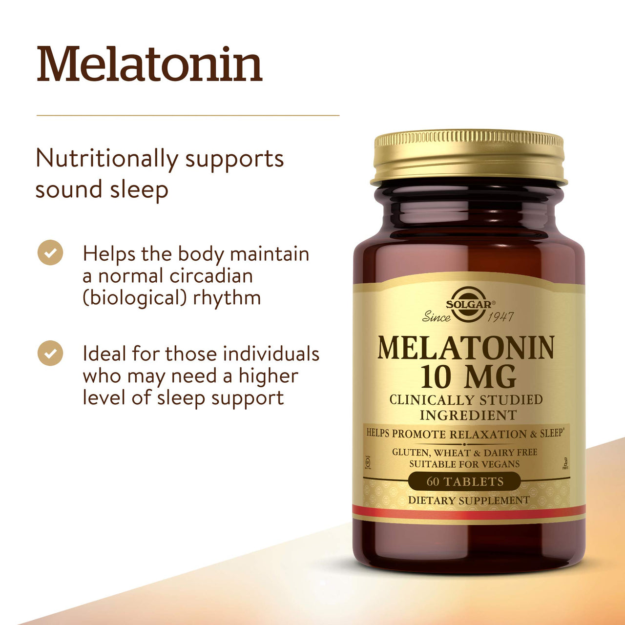 Solgar Melatonin 10 mg Clinically Studied Ingredient, Helps Promote Relaxation & Sleep, Suitable for Vegans, 60 Tablets