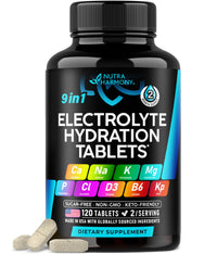 Thumbnail for Electrolytes - Electrolyte Tablets with Magnesium, Sodium, Potassium, Chloride, Vitamins D3 & B6, Kelp Powder - Salt Pills - Made in USA - Oral Tablets as Capsules - Vegan & Keto Friendly - 120 Tabs