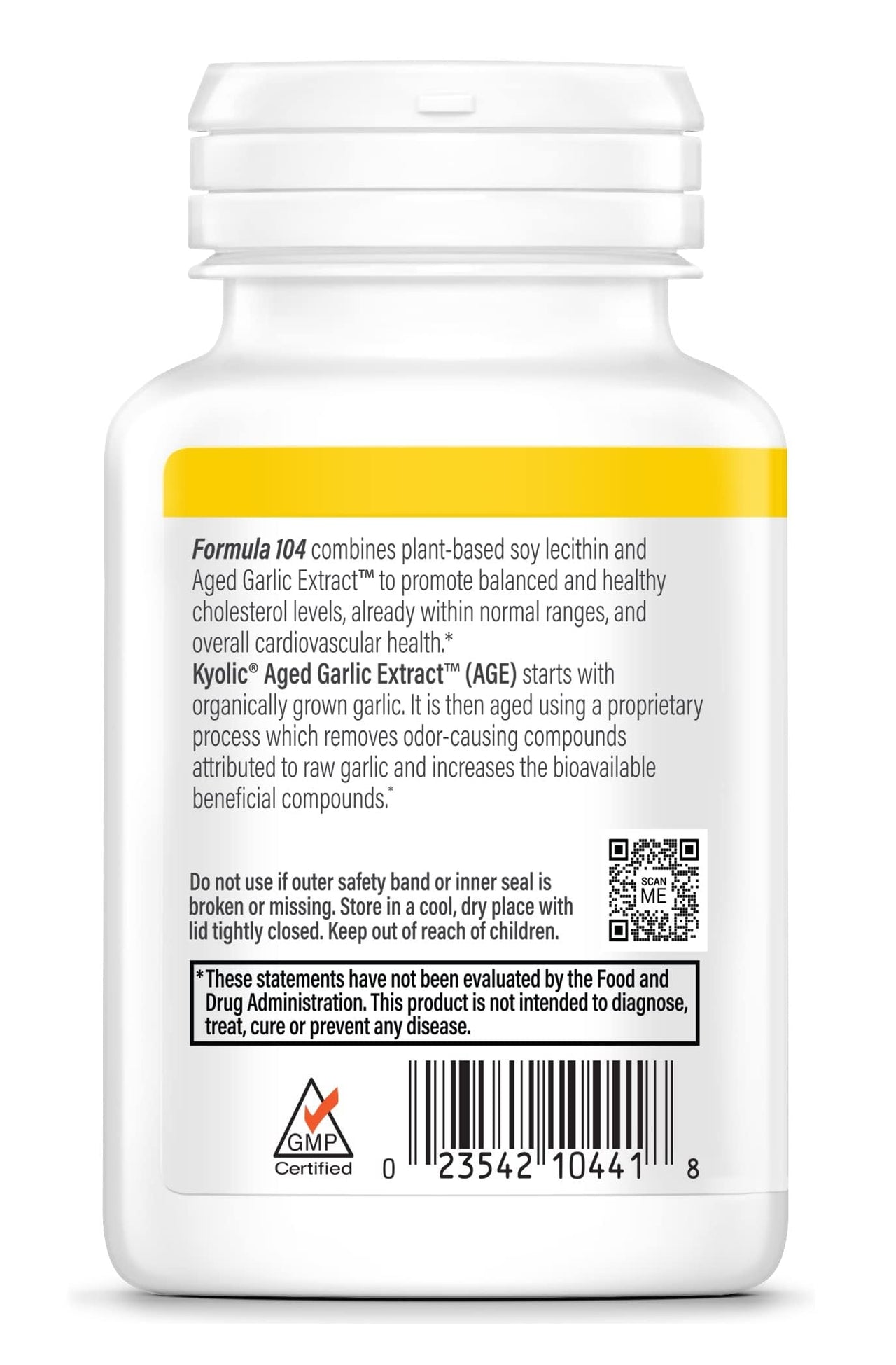 Kyolic Aged Garlic Extract Formula 104, Cholesterol Health*, 100 Capsules