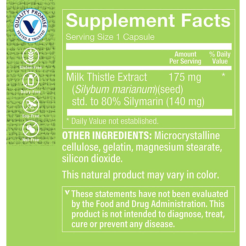 The Vitamin Shoppe Milk Thistle 175 MG - Liver Health Support, Detoxification & Antioxidant Protection (100 Capsules)