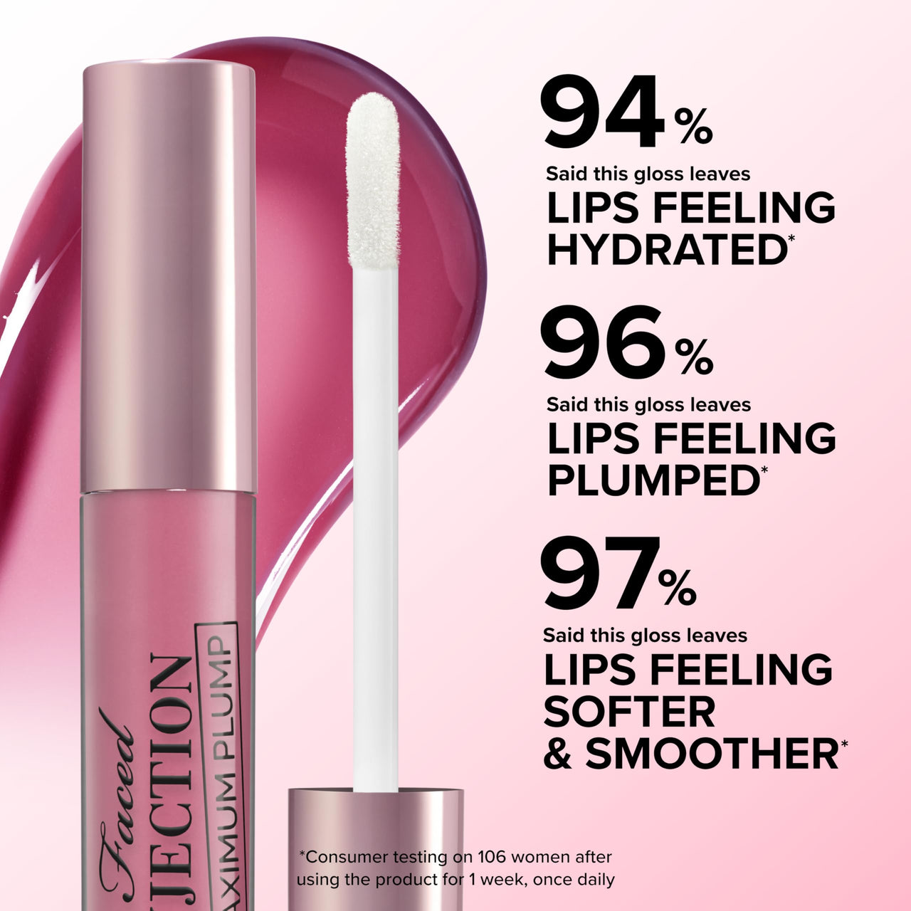 Too Faced Lip Injection Maximum Plump Extra Strength Lip Plumper Gloss | Hydrating, Volumizing, + Plumping, 0.14 Fl Oz, Magic Crystal (Sheer Ballet Pink)