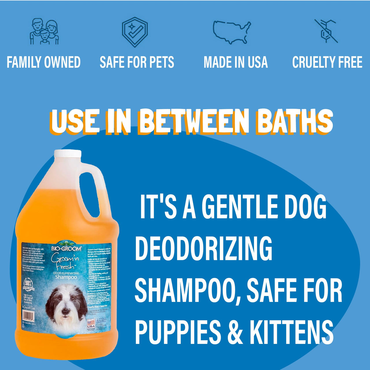 Bio-Groom Groom'n Fresh Dog Shampoo - Odor Eliminating, Dog Bathing Supplies, Puppy Wash, Cat Grooming Supplies, Cruelty-Free, Product Made in USA - 12 fl oz 1-Pack