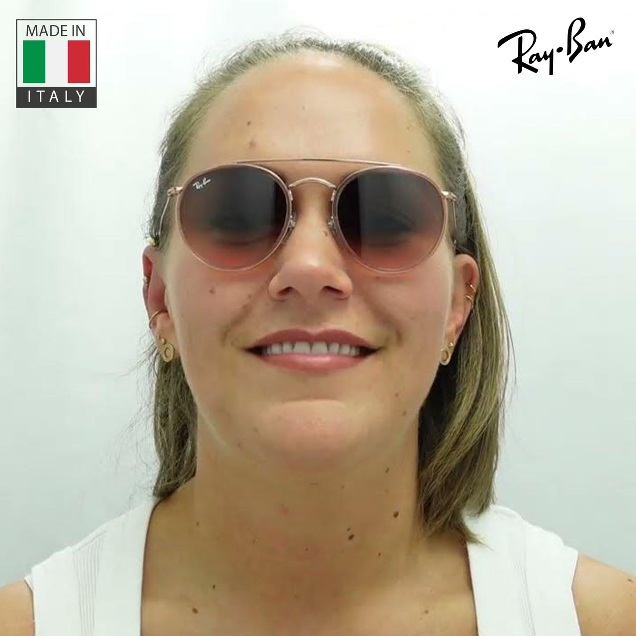 Ray-Ban RB3647N ROUND DOUBLE BRIDGE Round Shaped Non-Polarized Sunglasses for Men & Women – Includes Official RAYBAN Eyewear Kit – Ideal Formal & Casual Wear Sunglasses – Brown Gradient Lens