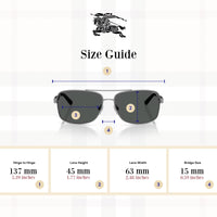 Thumbnail for BURBERRY BE3074 100387 63M Gunmetal/Grey Rectangle Sunglasses For Men+ BUNDLE with Designer iWear Eyewear Kit