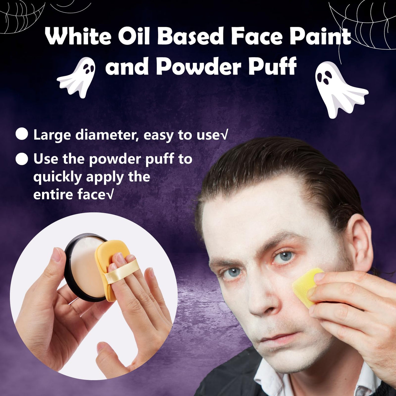 Halloween Joker Clown Makeup Kit - Joker Make Up Kit Includes White Red Black Blue Oil Based Face Body Paint and 20g Green Temporary Hair Color Wax, Powder Puff and 3 Blue Brushes, for Joker Cosplay