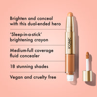 Thumbnail for ICONIC LONDON Radiant Concealer & Brightening Duo | Creamy Liquid + Brightening Crayon Dual Ended Concealer, Cruelty Free, Vegan Makeup (Warm Tan) 0.08 oz