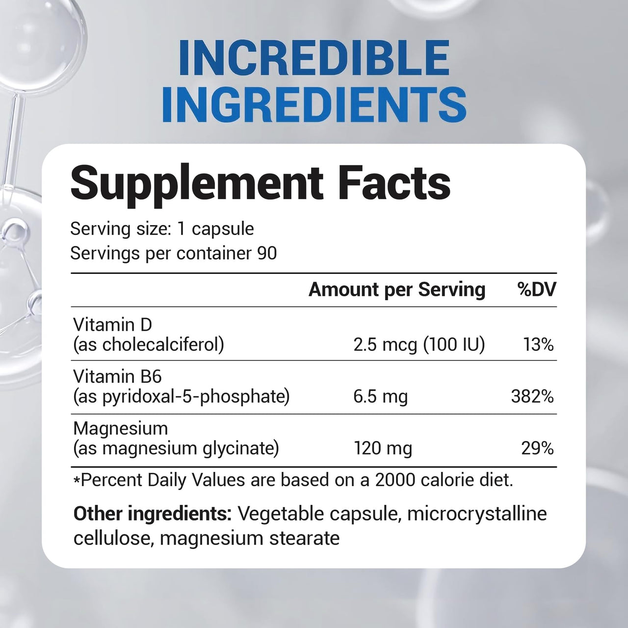 Dr. Berg Magnesium Glycinate with Vitamin D & B6 for Stress Relief, Calm, Relaxation, & Good Sleep* - 120 mg Magnesium Bisglycinate Capsules - High Absorption Chelated Glycinate - 90 Cap