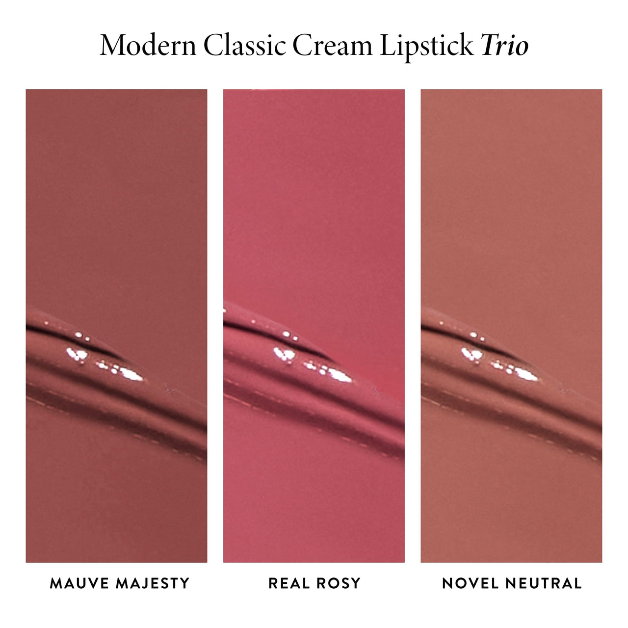 LAURA GELLER NEW YORK Modern Classic Cream Lipstick Trio - Mauve Majesty, Real Rosy, Novel Neutral