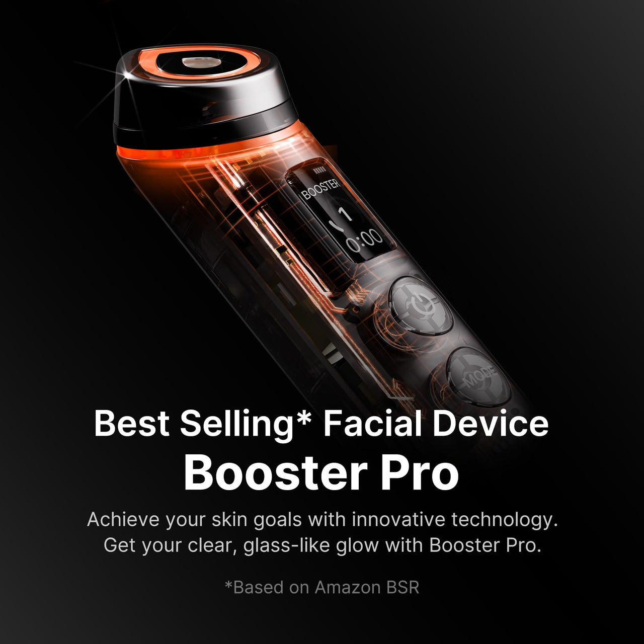 medicube Booster Pro | 6-in-1 Real Glass Glow Beauty Massager | for Clear, Radiant, Firmer-Looking Skin | Korean Skin Care | Black