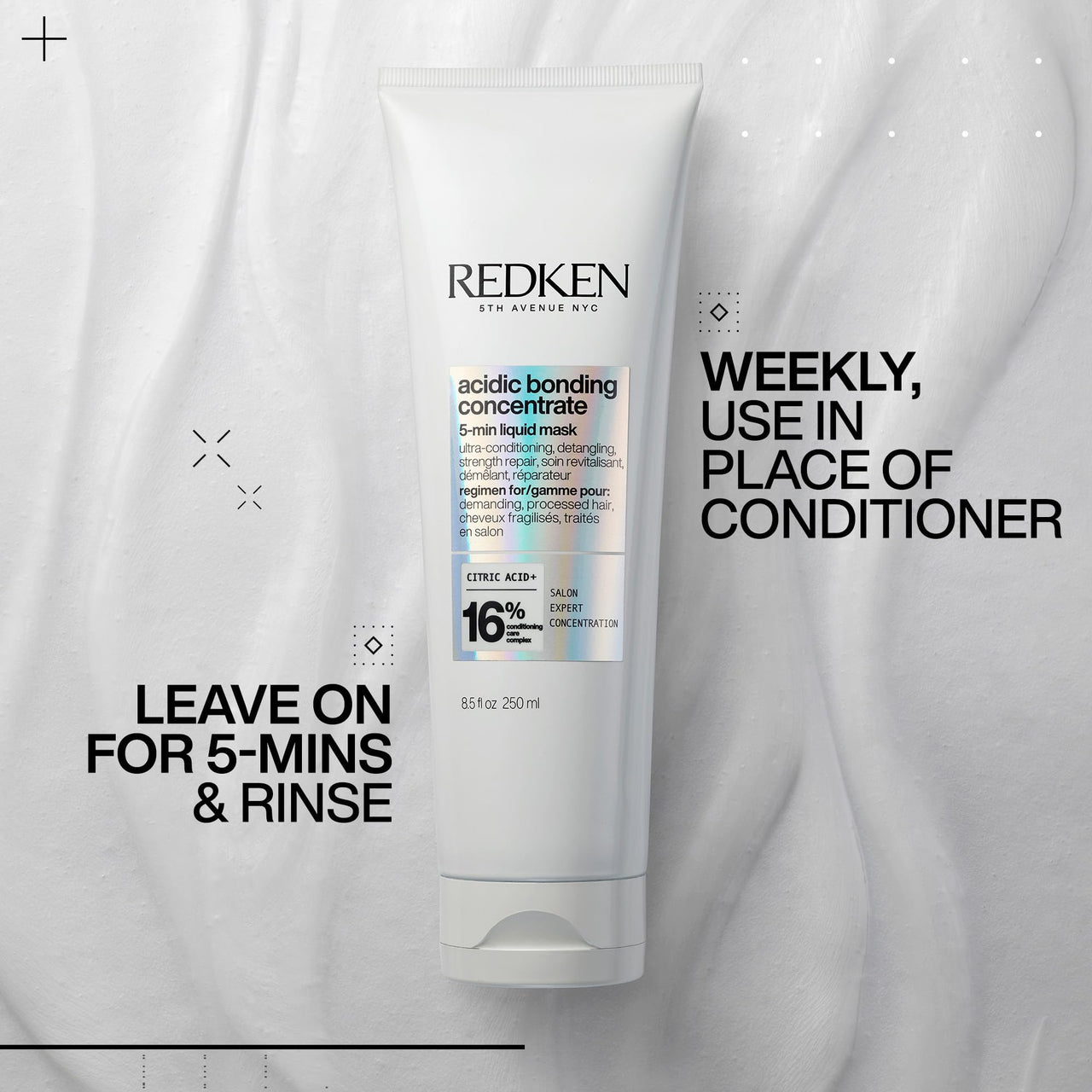 Redken Acidic Bonding Concentrate Hair Mask - Hydrating 5 Minute Liquid Mask, Bond Building & Strengthening, For Dry, Damaged Hair, 1 Fl Oz
