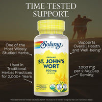 Thumbnail for SOLARAY Organic St John's Wort 900mg - St Johns Wort Capsules - Herbal Supplements for Wellness Support - Vegan, Lab Verified, 60-Day Guarantee - 50 Servings, 100 VegCaps