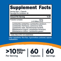 Thumbnail for Nutricost Probiotic Complex (10 Billion CFU) 60 Capsules - Acidophilus Plus 9 Other Probiotics, Non-GMO, Gluten Free Supplement