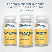 Thumbnail for SOLARAY Zinc Copper Amino Acid Chelate - Immune Support Supplement w/Chelated Zinc 50mg - Bone, Skin, Heart Health and Thyroid Support - with Iodine from Kelp, 60-Day Guarantee, 100 Serv, 100 VegCaps