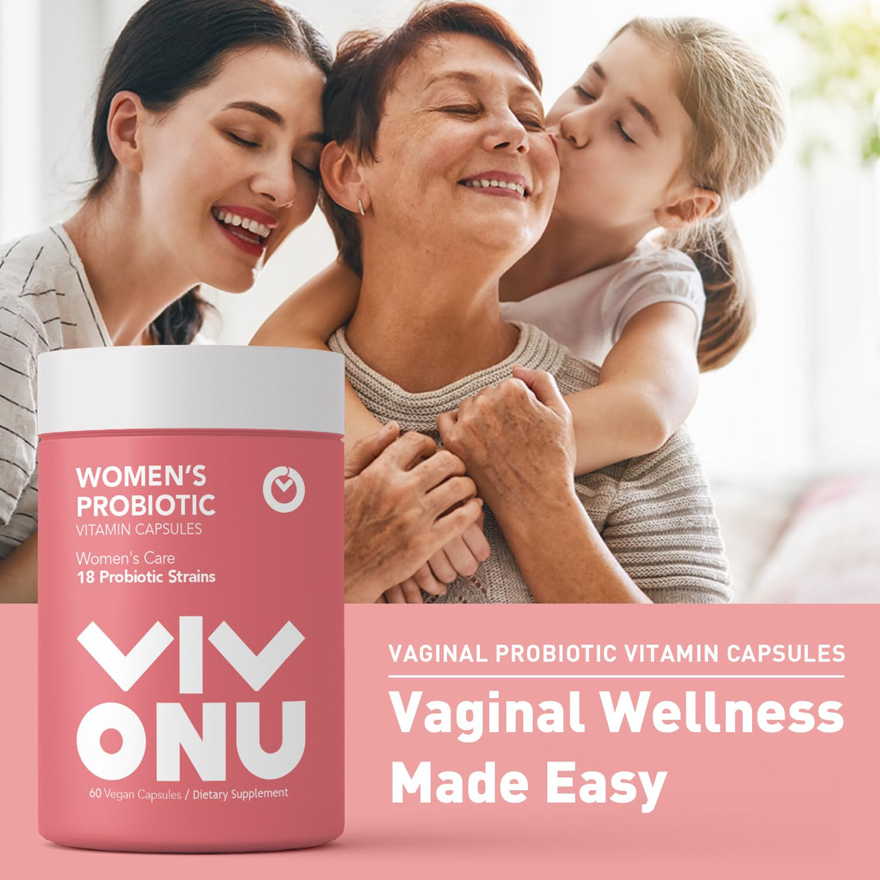 VivoNu Women's Probiotic,Prebiotics & Lactobacillus Probiotic Blend,60 Billion CFUs,18 Strains,Help Women's Health,Boost Immune,Digestive,Gut,Promote Healthy Vaginal Odor & Vaginal Flora