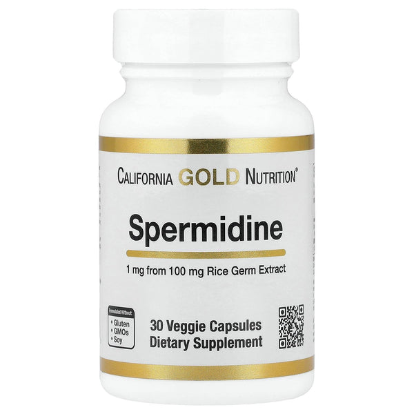 California Gold Nutrition Spermidine, Rice Germ Extract, 1 mg, 30 Veggie Capsules