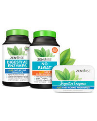 Thumbnail for Zenwise Health Bliss Bundle Digestive Enzymes + No Bloat + Free Travel Tin - pre and Post Meal Digestive Routine with enzymes and probiotics for Digestion